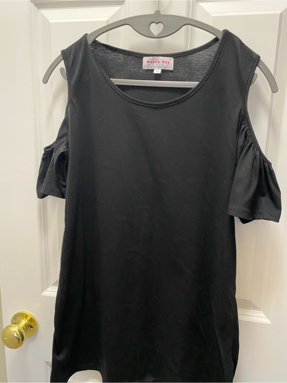 Mayah Kay Black Cold-Shoulder Tee medium